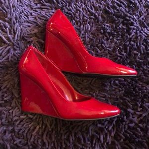 Paten Leather Red Ralph Lauren Wedges